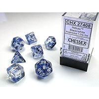 Chessex - Nebula Polyhedral 7 Dice Set - Black w/White