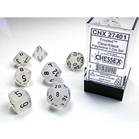 Chessex - Frosted Polyhedral 7 Dice Set - Clear w/Black
